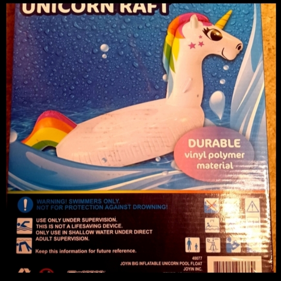Unicorn Float for summer fun  at the pool or water park party white & rainbow - Picture 4 of 10